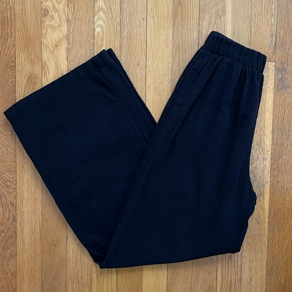 Bershka Small Black 100% Cotton Wide Leg Summer Lightweight Easy Pants - Picture 10 of 11